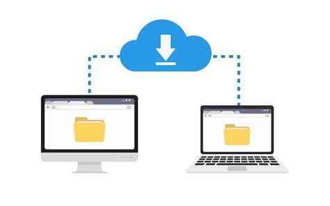 Ordinateur Portable Et Pc De Stockage En Nuage De Transfert De Données