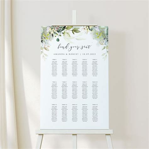 FLORA Rustic Wedding Seating Chart Template Printable Rustic Seating