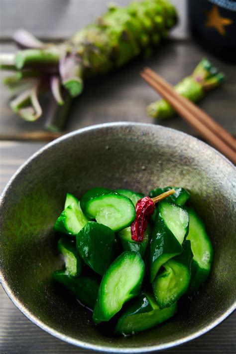 japanese pickled cucumber wasabi beer tsukemono