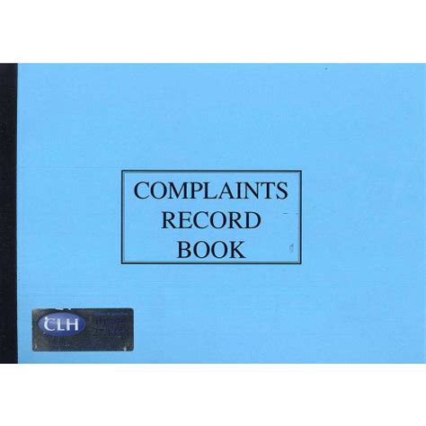 A4 Complaints Record Book Clh Healthcare