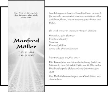 Traueranzeigen von Manfred Möller Trauer HNA de