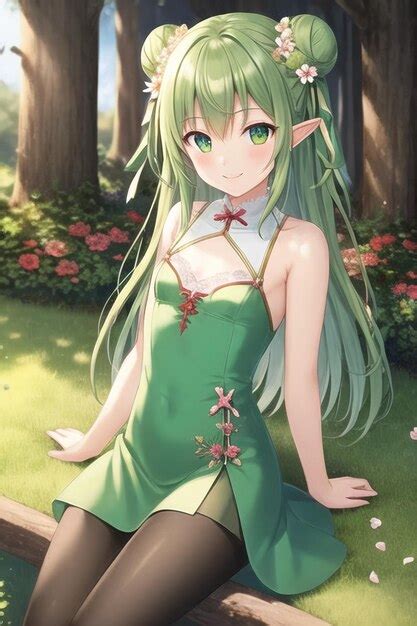 Premium Ai Image Anime Girl In A Green Dress