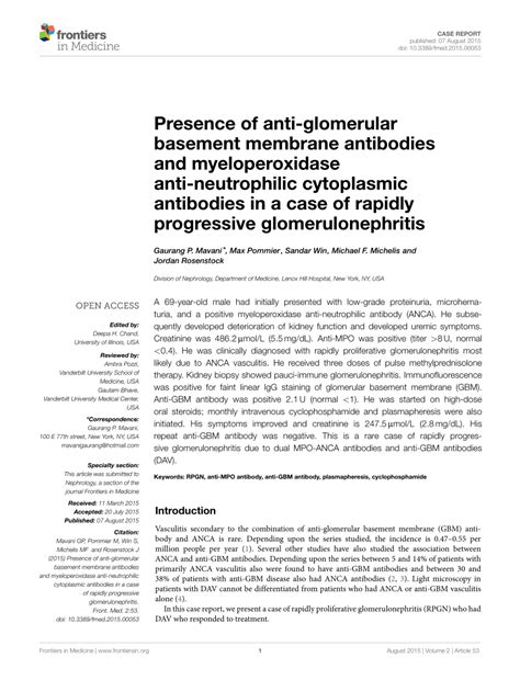 Pdf Presence Of Anti Glomerular Basement Membrane Antibodies And