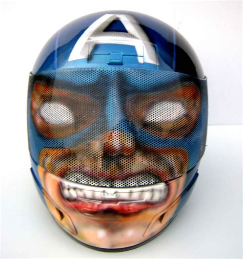 Angeluz Creations: Custom Motorcycle Helmet "Captain America"