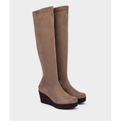 Botas Altas Tejido El Stico Pedro Miralles Grazalema Mujer Color Taupe