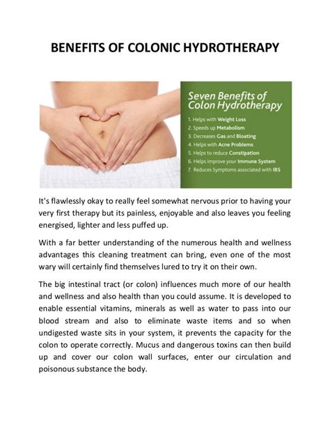 BENEFITS OF COLONIC HYDROTHERAPY