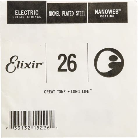 Amazon.com: Elixir Strings Electric Guitar String NANOWEB Coating, .026 : Musical Instruments