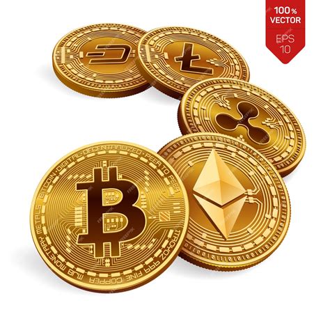 Premium Vector Bitcoin Ripple Ethereum Dash And Litecoin Physical