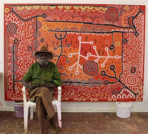 Painting Legend Peter Mungkuri With His Completed Work Ngura Country