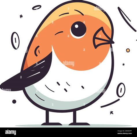 Cute Cartoon Robin Bird Vector Illustration In Flat Style Stock Vector