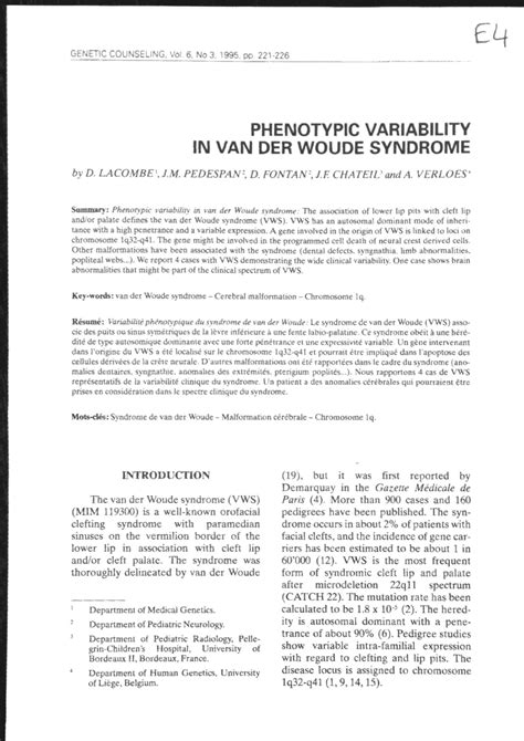 (PDF) Phenotypic variability in Van der Woude syndrome