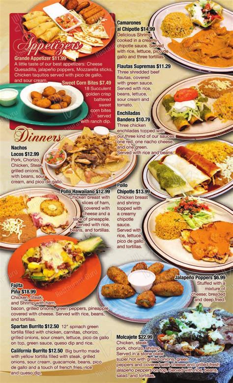 Menu At Fiesta Charra Mexican Restaurant Dewitt Schavey Rd