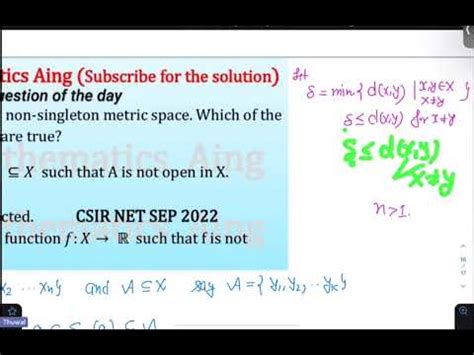 Real Analysis Question Id Csir Net Sep Solution Youtube