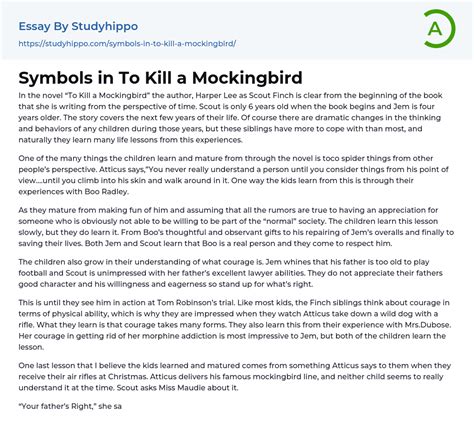 Symbols in To Kill a Mockingbird Essay Example | StudyHippo.com