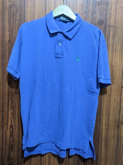 Kaos Polo Ralph Lauren Biru Polos Bolong Kecil Di Lengan Kiri Fesyen