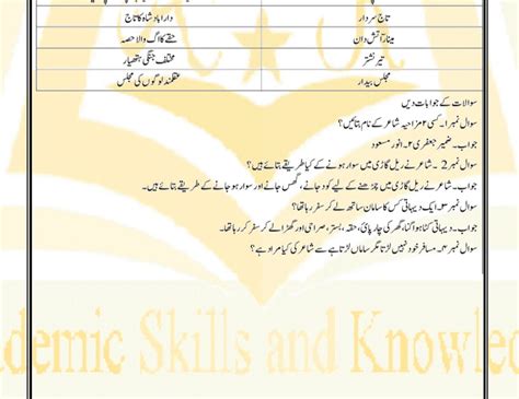 Class 8 Urdu Notes Exercises Solutions Of Lesson No 11 12 And 13