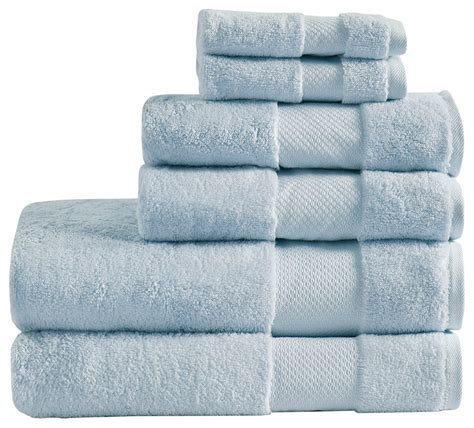 Madison Park Signature Turkish Cotton 6 Piece Bath Towel Set Light Blue Transitional Bath