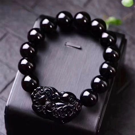 Uds Feng Shui Negro Obsidiana Piedra Riqueza Pi Xiu Pulsera De La