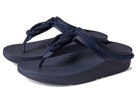 Fitflop Fino Crystal Cord Leather Toe Post Sandals In Blue Lyst