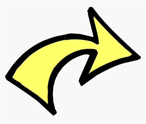 Transparent Curved Arrow Clip Art - Transparent Background Yellow Arrow ...