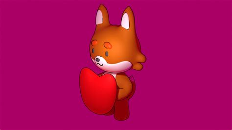 Cute Fox Hugging A Heart For Valentine S Day By Yosef Download Free Stl Model