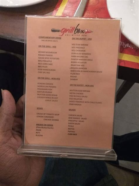 Menu At Grill Box R K Salai Chennai 25