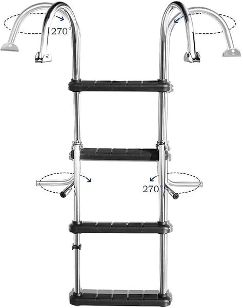 Xinkunmarine 4 Step Boat Ladder 304 Stainless Steel Folding Ladder For