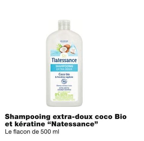 Promo Natessance shampooing extra doux coco bio et kératine chez Monoprix