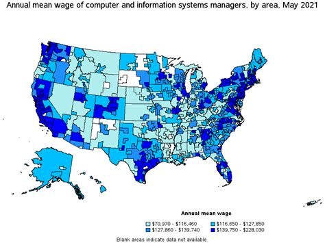 Map Of Annual Mean Wages Of Computer And Information Systems Managers