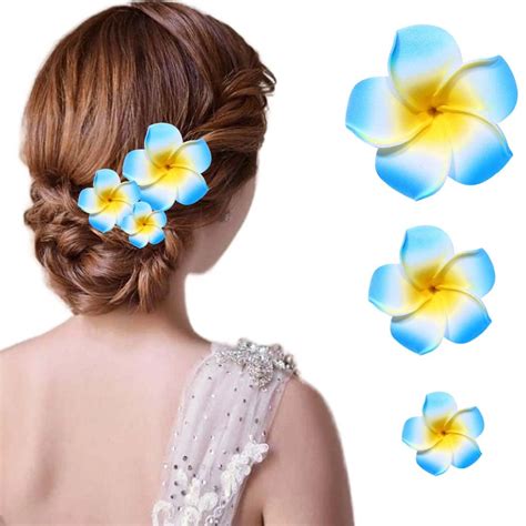 Amazon Bartosi Pcs Blue Flower Hair Clips Plumeria Flower Hair