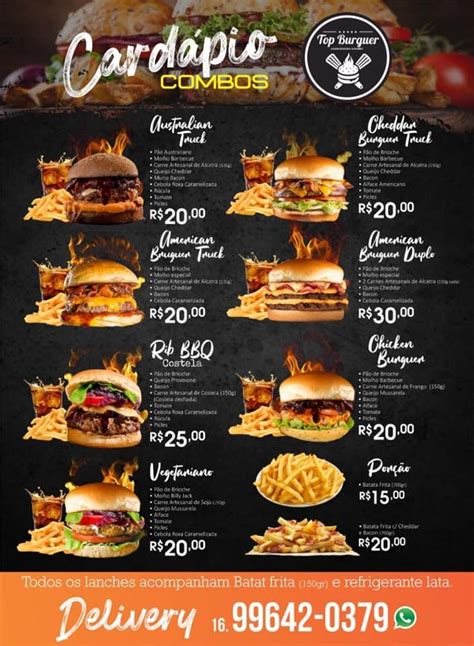 Menu Em Top Burguer Food Truck Hamburgueria Restaurante Araraquara