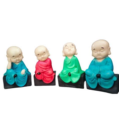 Multicolor Buddha Polyresin Table Monk Statue For Decoration For