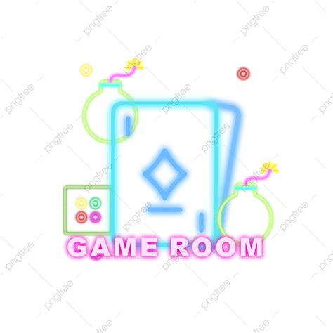 Vector De Neón De Sala De Juegos Con Iconos Png Juego Multicolor Tarjeta Que Juega Png Y