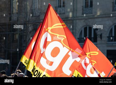 Burdeos Aquitania Francia Cartel De Texto De La Cgt Y