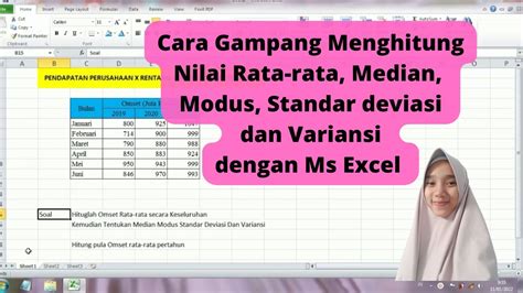 Menghitung Nilai Rata Rata Median Modus Standar Deviasi Dan Variansi Data Menggunakan Excel