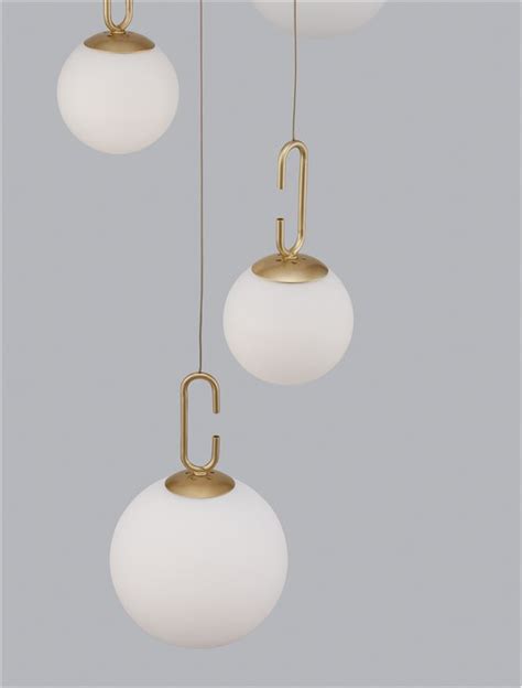 Nova Luce Suspension Hook Satin Gold Metal Acid White Glass