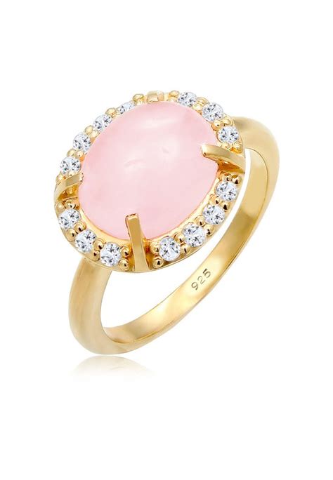 Elli Premium Dames Ring Dames Cocktail Kwarts Roze Met Topaas