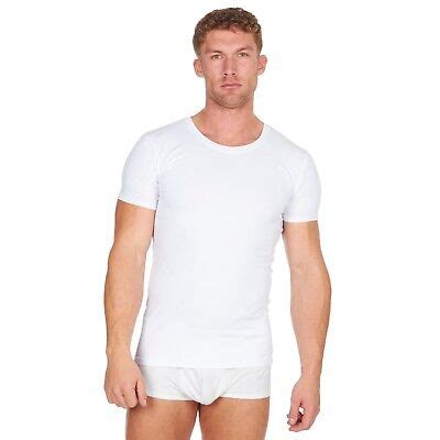 Pack Mens White Cotton Vests Short Sleeve Round Neck Ebay