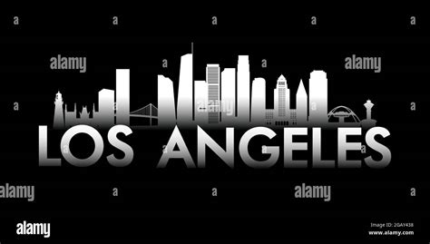 Los Angeles City White Skyline On Black Background Vector Banner Stock Vector Image And Art Alamy