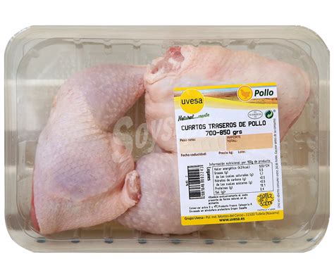 Uvesa Cuartos Traseros De Pollo Blanco Con Piel Bandeja 775 Gramos