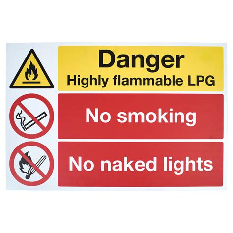 Danger Highly Flammable Lpg No Smoking No Naked Lights Signs X