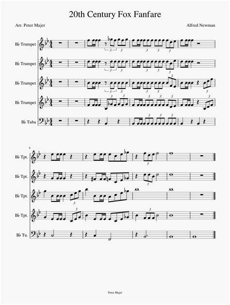 Th Century Fox Fanfare Sheet Music Composed By Alfred Hd Png