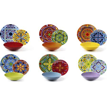 Excelsa Mandala Mediterraneo Piece Dinner Set In Porcelain And