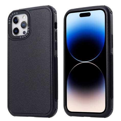 3 in 1 Four Corner Shockproof Phone Case For iPhone 14 Pro (Black+Black
