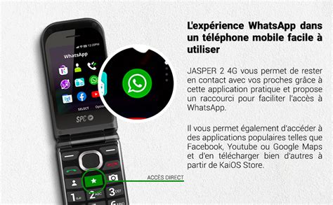 SPC Jasper 2 4G Téléphone Portable Senior à clapet avec Whatsapp