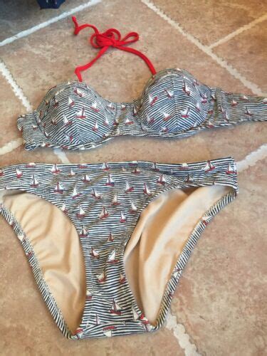 J Crew Bikini Top And Bottom With Adorable Sailboats S NWOT EBay