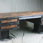 Vintage Industrial Reclaimed Wood Desk With Drawers Combine 9