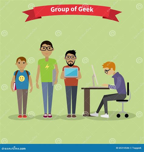 Geek Group Team People Flat Style Stock Vector Illustration Of Human