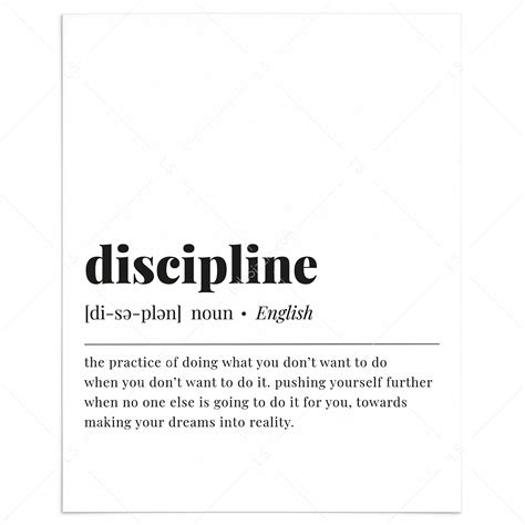 Discipline Definition Print Motivational Wall Art Instant Download