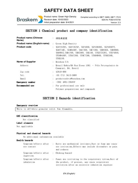 Fillable Online Safety Data Sheet In Accordance With GB T 16483 And